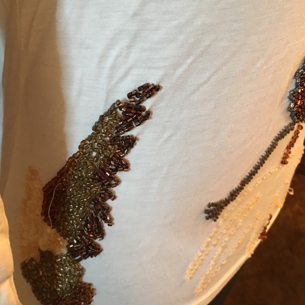 NWOT Beaded Stretch Knit Long Sleeve Tee - Picture 4 of 6